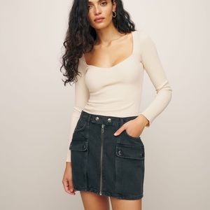 Reformation Leighton ribbed top, Sugar (M)